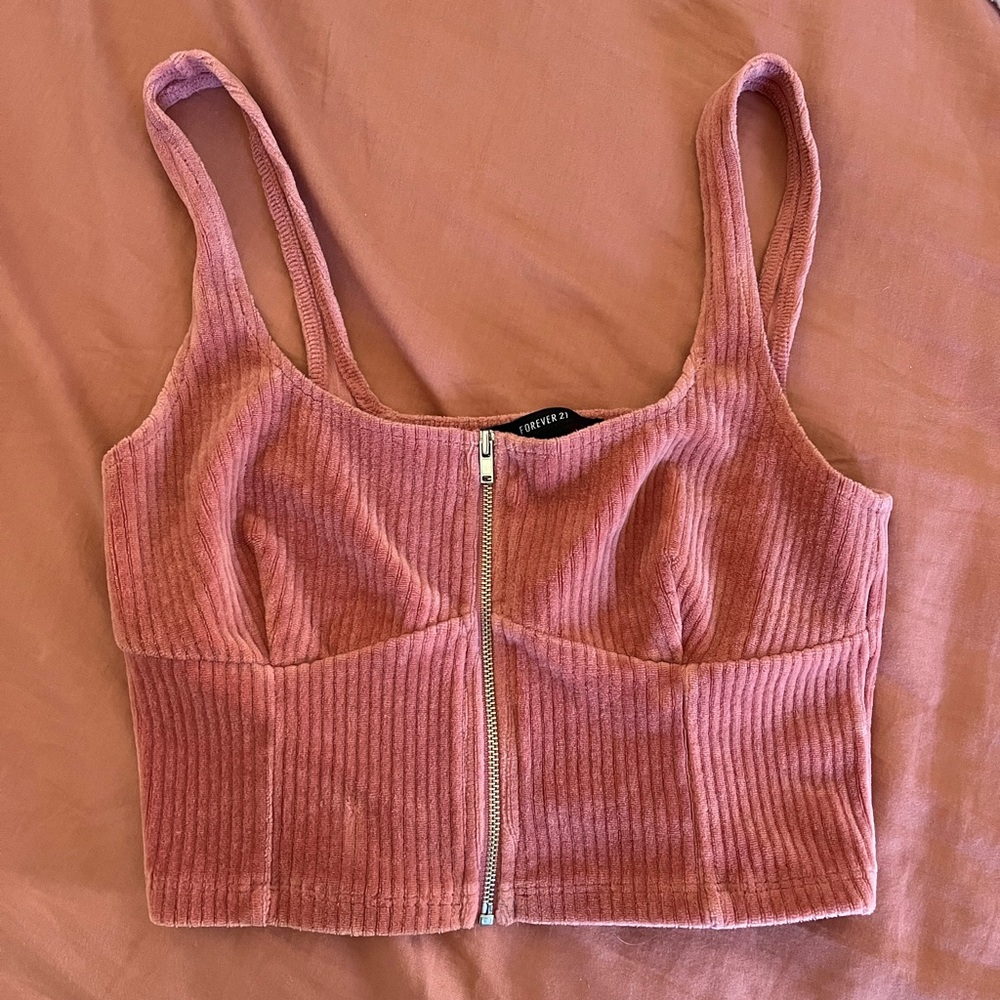 Forever 21 velvet zip up corset top